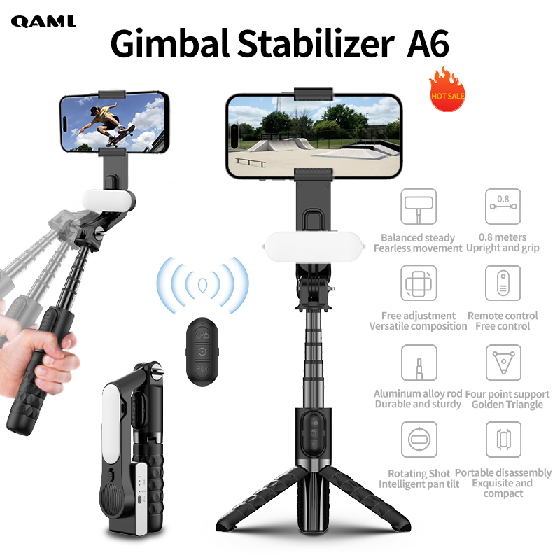 Photography Basics - QAML A6 2025 1-Achsen-Hand-Gimbal-Stabilisator mit Selfie-Stick/Stativ,