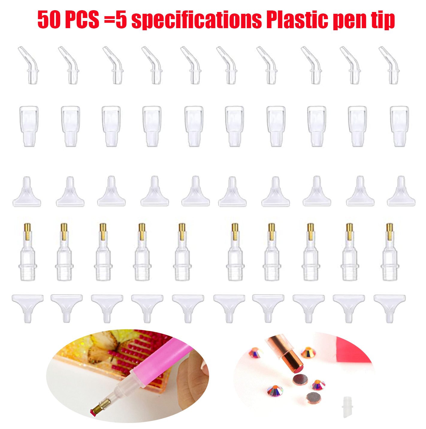 Photography Design - 50 Stück Diamantmalerei-Stiftspitzen, Multi-Placer-Köpfe und Spitzen