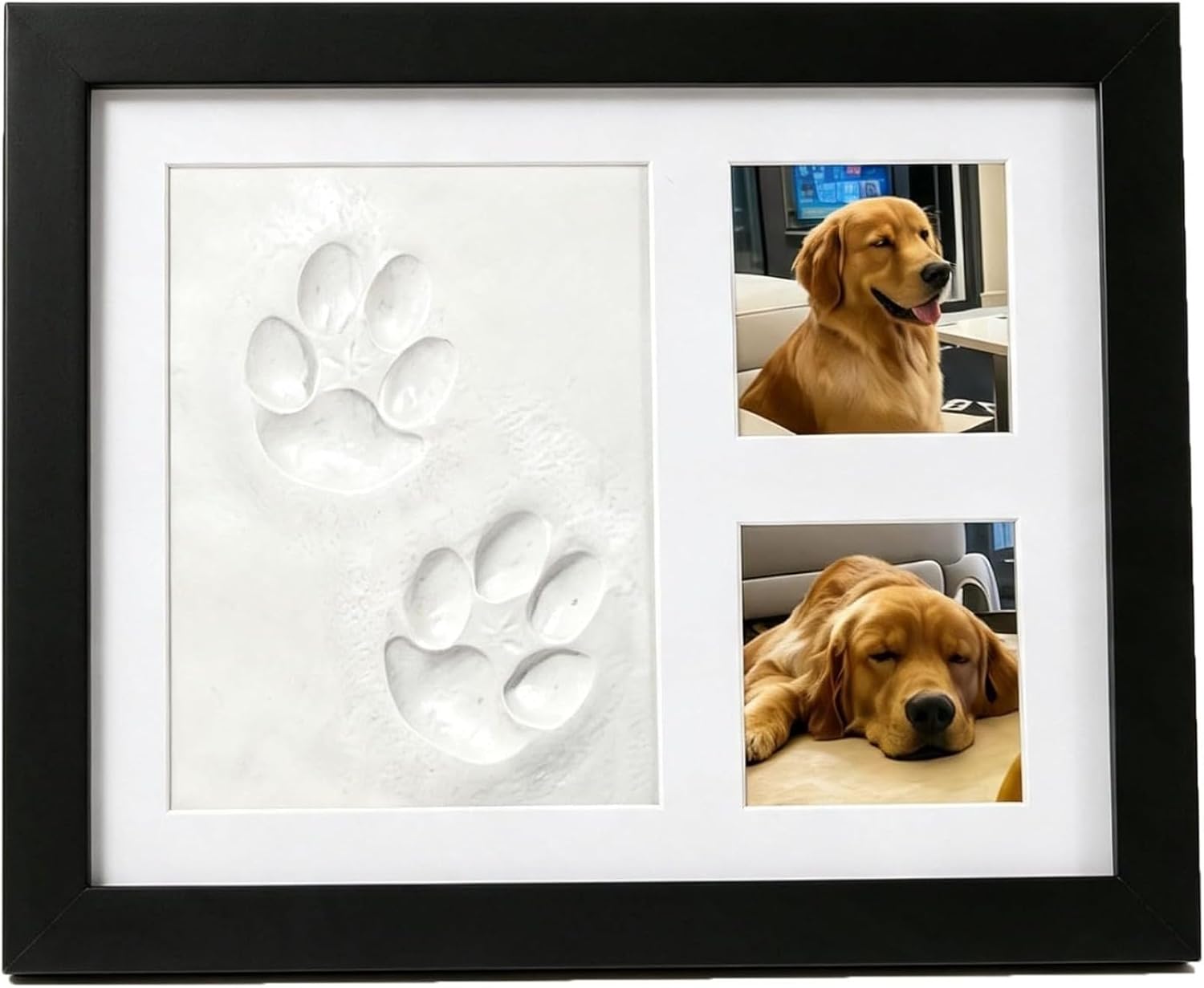 Photographic Memory - DIY Haustier-Pfotenabdruck-Gedenkset mit Tonform und Fotorahmen,